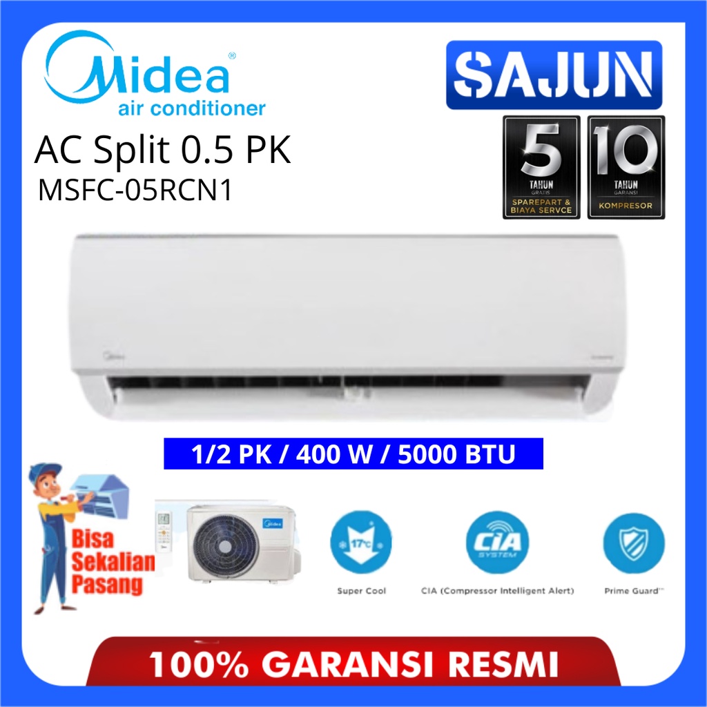 MIDEA AC SPLIT MSFC 05 R32 1/2 PK MSFC-05CRN1 0.5 PK