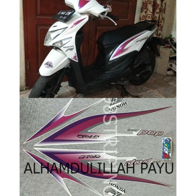 STRIPING LIS STANDAR ORI NEW HONDA BEAT POP IDLING STOP UNGU TAHUN 2015 STIKER POLET