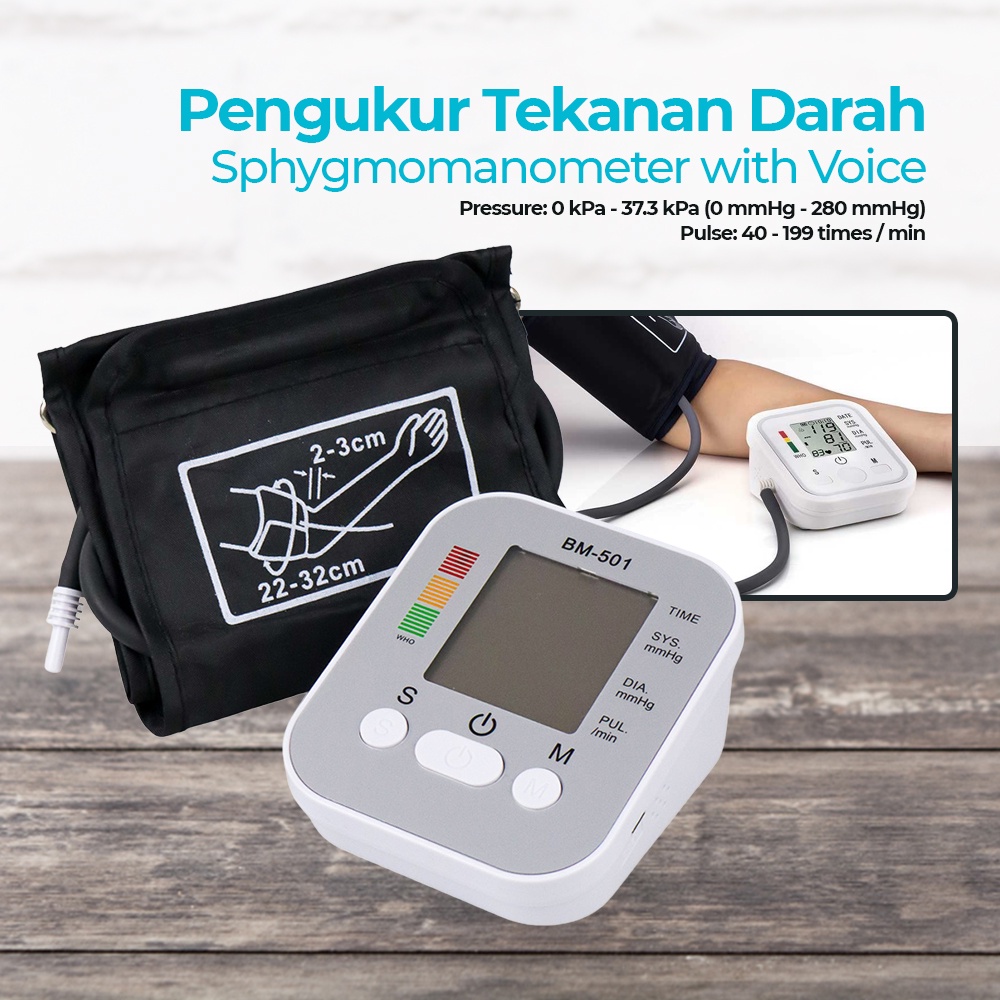 JZIKI Pengukur Tekanan Darah Electronic Sphygmomanometer with Voice