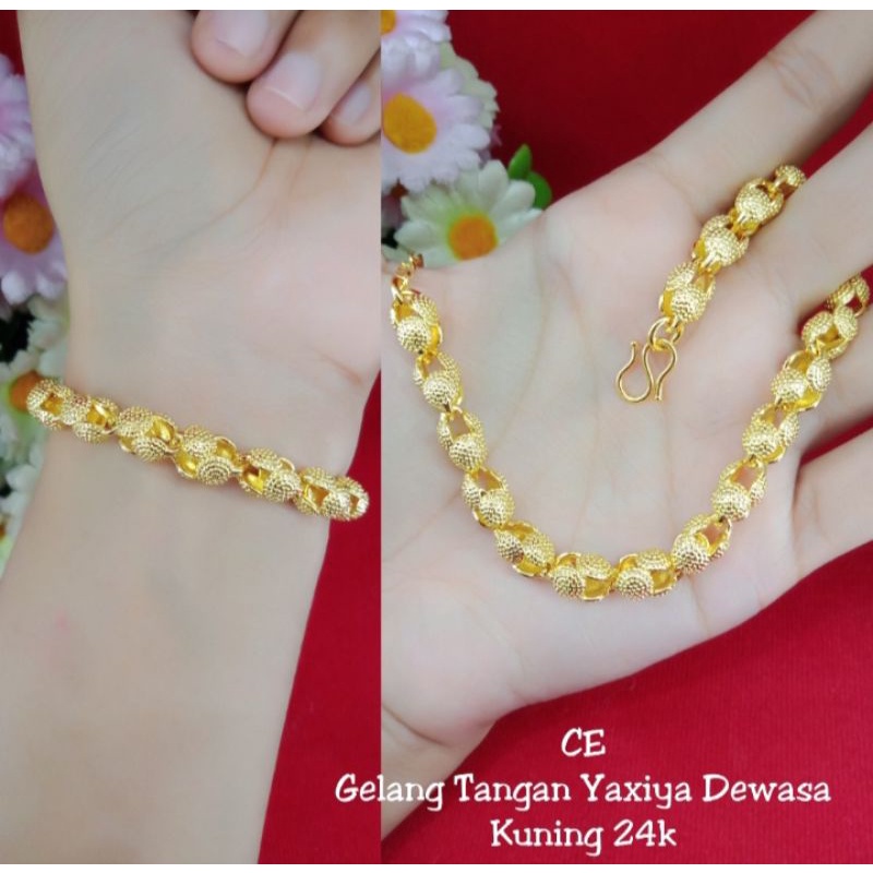 gelang bola pasir lapis emas 24k