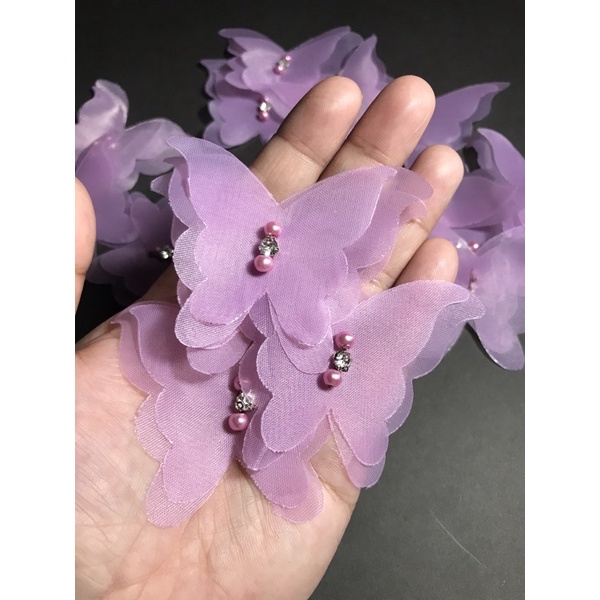 aplikasi kupu-kupu organza 6 cm