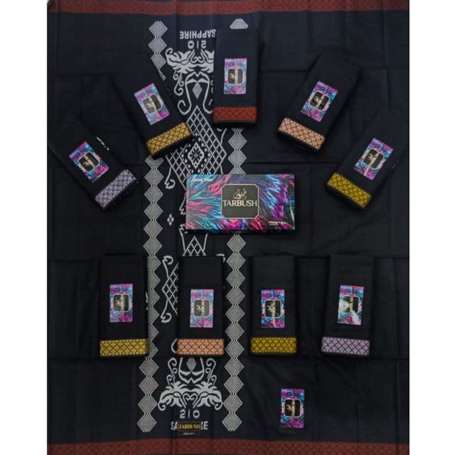 Sarung Tarbush Motif Kembang Songket Hitam Kain Tenun Pria Dewasa