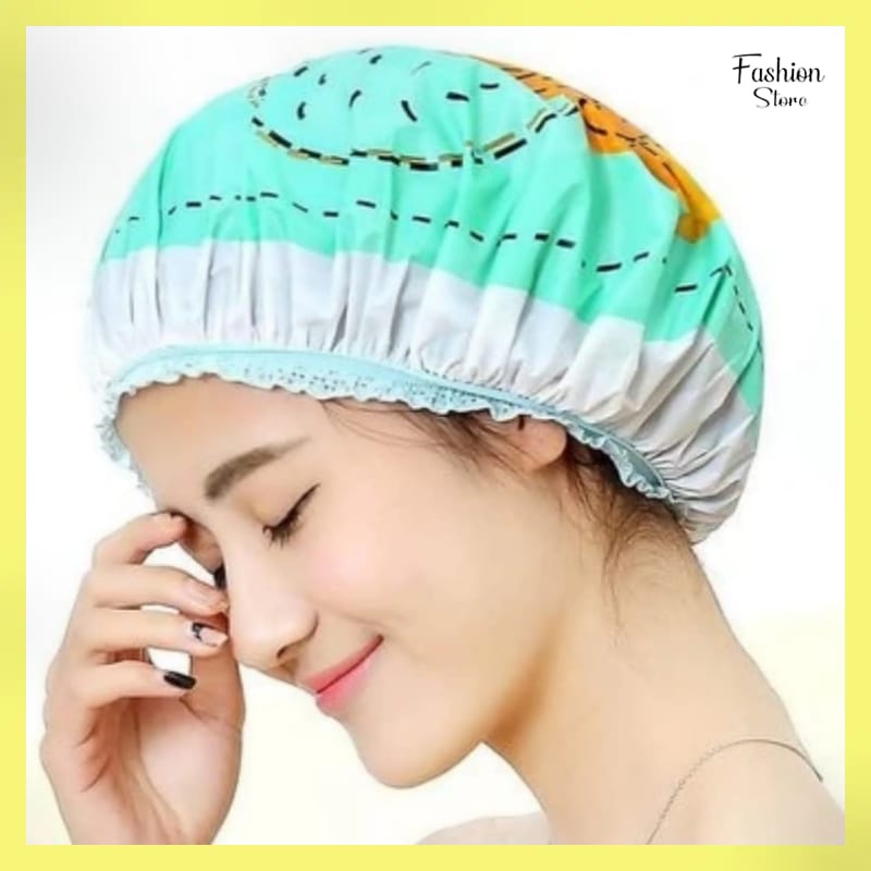 FS  Dua Warna Shower Cap Karakter Topi Keramas Penutup Rambut Anak Dewasa Bahan Plastik PVC