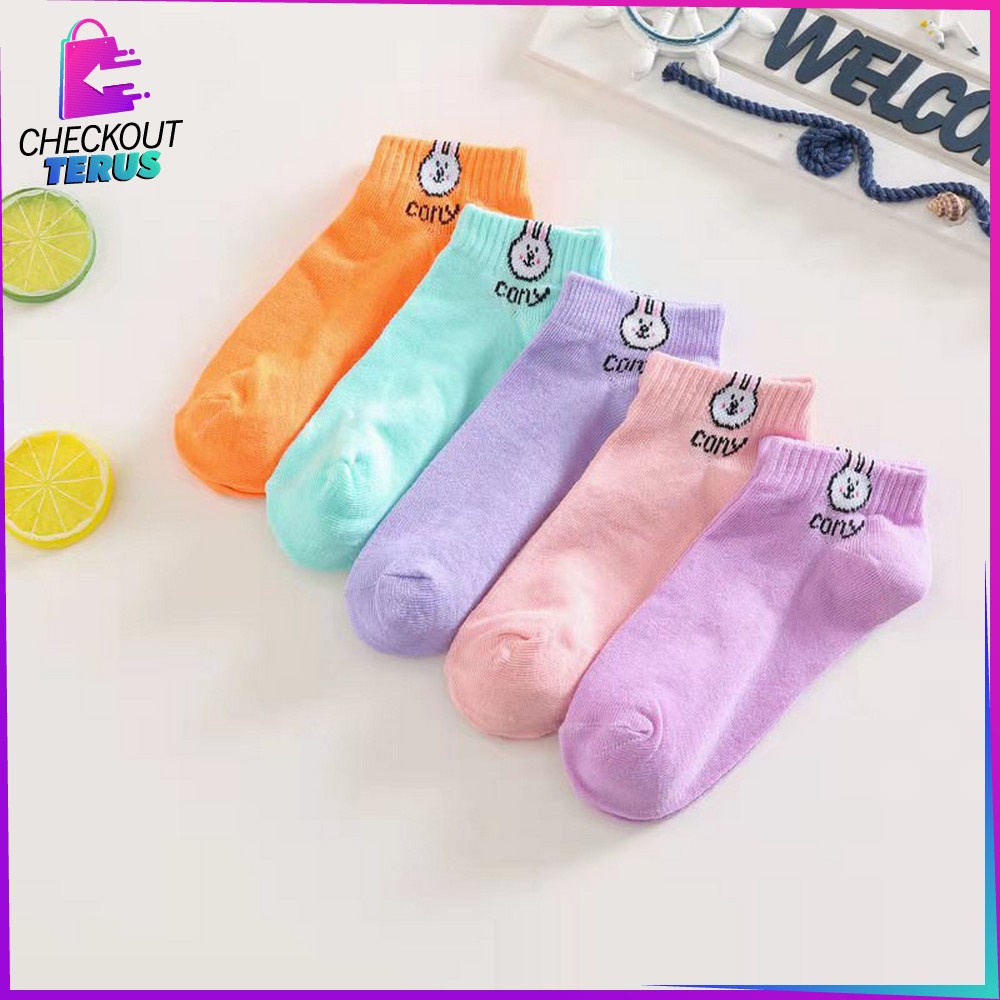 CT P55 Kaos Kaki Ankle Wanita Kaos Kaki Pendek Semata Kaki Polos Dewasa Motif Karakter Cewek Kekinian