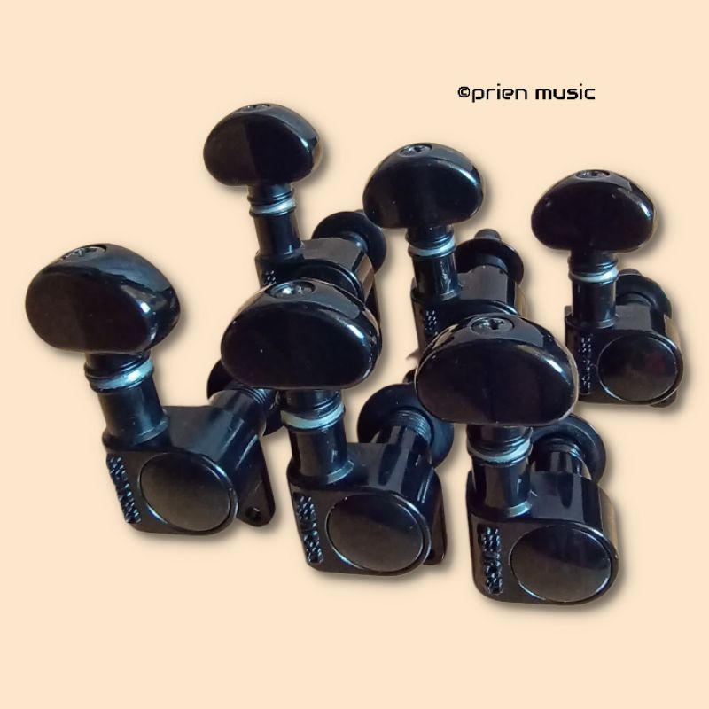 Dryer gitar grover rotomatic original inline black sejajar kanan