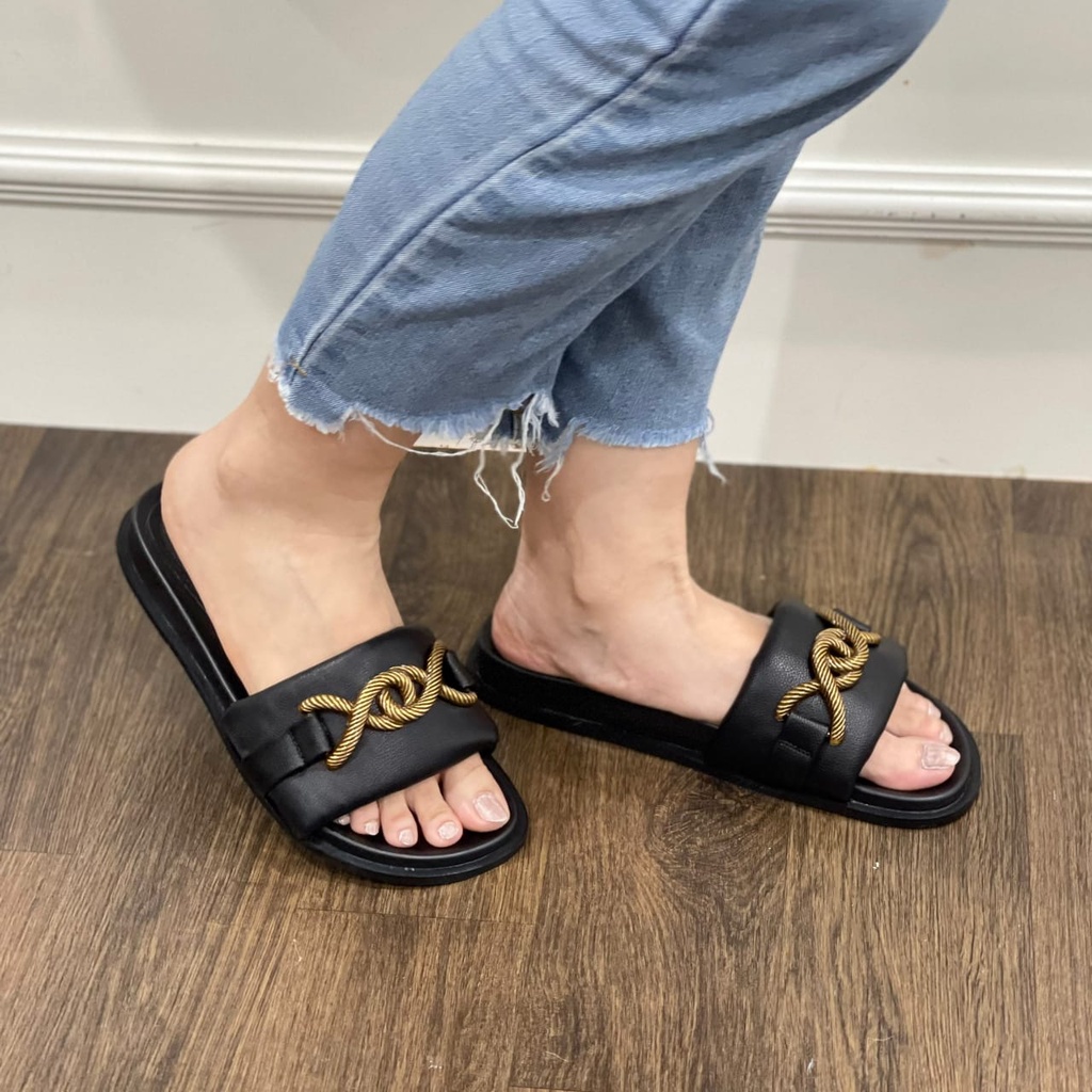 SANDAL WANITA ZS-3749 FLATWEDGES BLACK