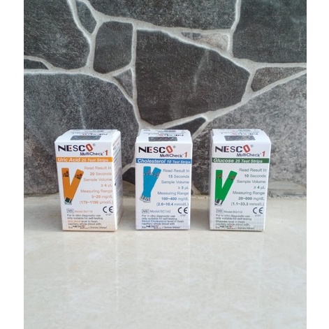 Sepaket Lengkap Paket Komplit Strip GulaDarah Strip Asam Urat Strip Kolesterol Nesco Blood Glucosa N