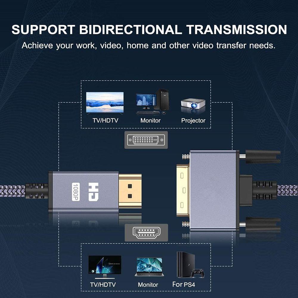 POPULAR Kabel HDMI to DVI Blue-ray HD 1080P Bi-Directional DVI-D 24+1 to HDMI