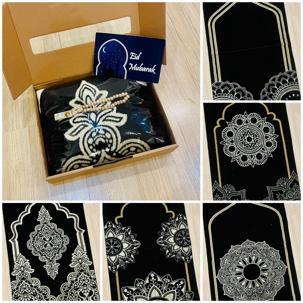 Paket AL-AZAAN SOFT FLORAL BLACK EDITION SPIEGEL Tasbih Souvenir Kado