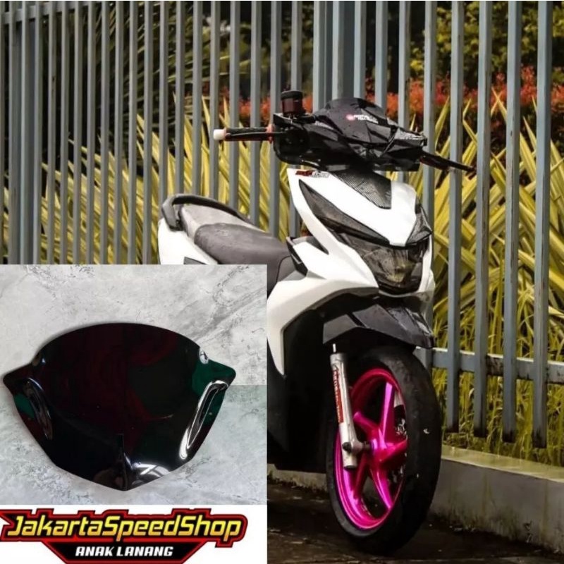 Visor variasi honda beat new esp model beat karbu bahan akrilik hitam kilap plus lem 3m double tape