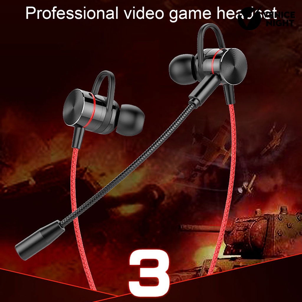 (VNEP) (Berkabel) E-sports Game Metal In-ear Headset dengan Mikrofon HiFi Sports Earphone