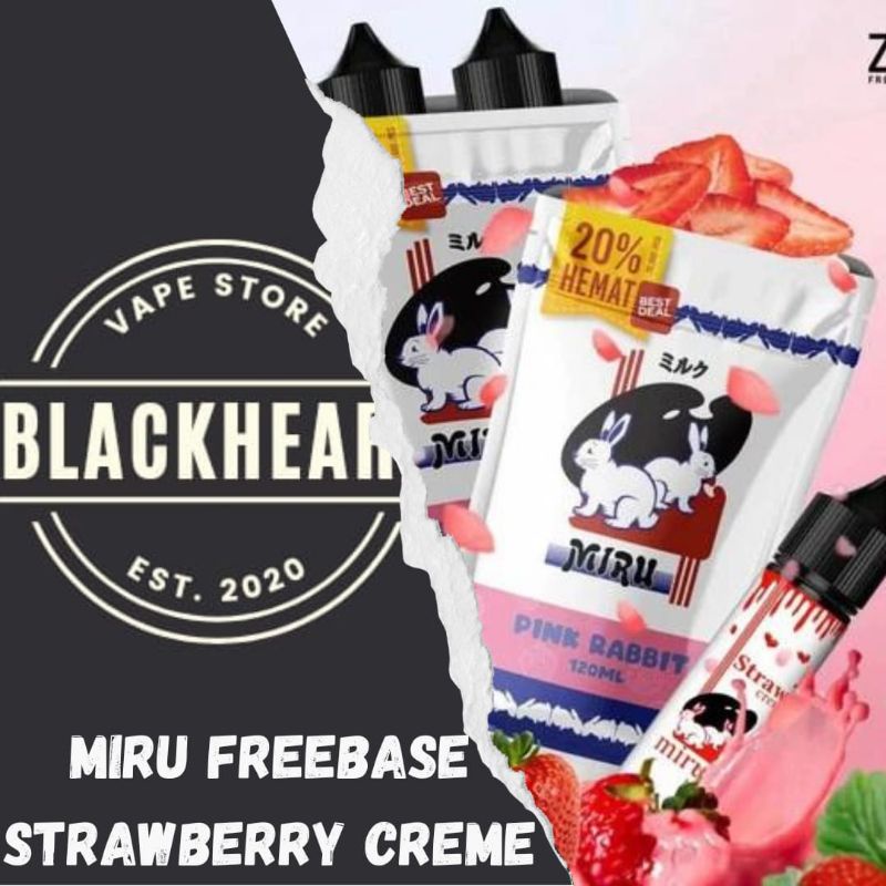 Miru Pink Rabbit Strawberry Creme Liquid Vape 60ml Bercukai