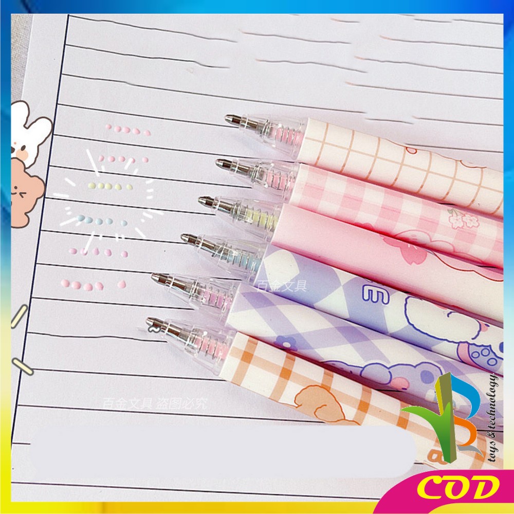 RB-A41 Pena Lem Pulpen Mekanik Ballpoint Motif Kartun / Pulpen Lem Stik Cepat Kering Warna Permen DIY Stationery Pelajar