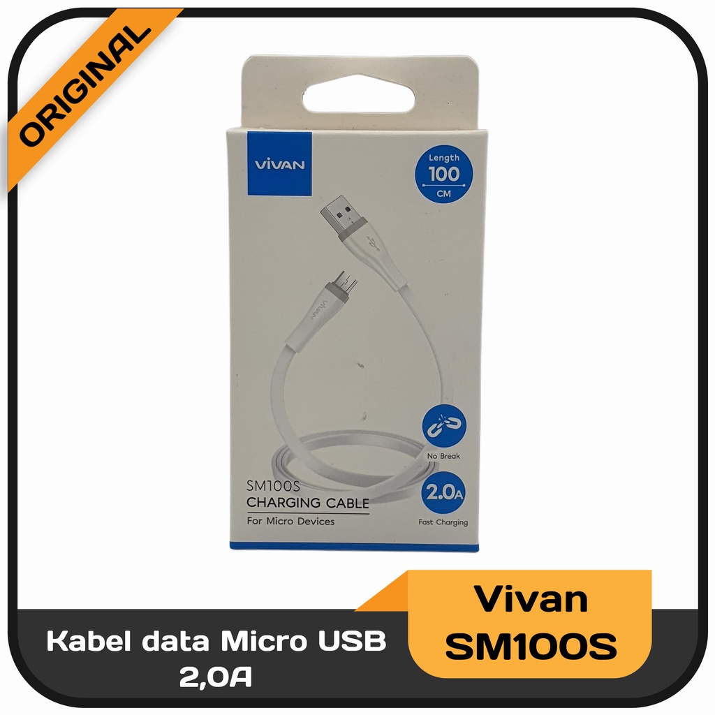 Kabel data Micro USB Type C Lightning Vivan SM100S/SC100S/SL100S 100cm