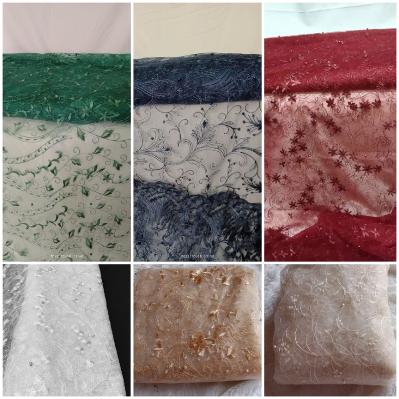 kain tile mutiara bahan kebaya gaun pesta  meteran