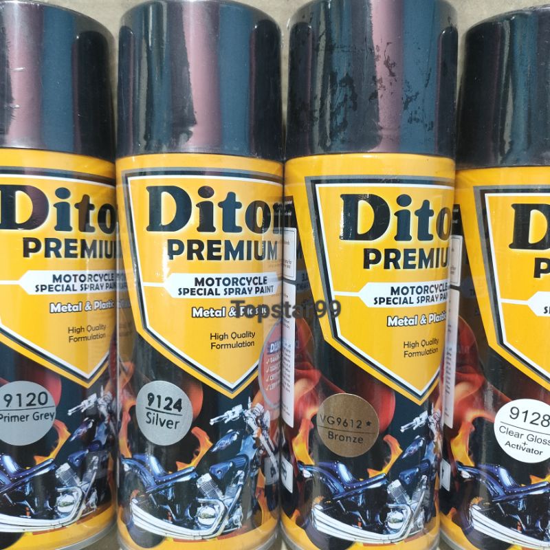 Pilok Cat Diton Premium Paket Komplit 4 Kaleng Bronze Perunggu 9612 Primer Grey 9120 Silver 9124 Clear Gloss 9128 400cc Pilox Paketan Cat Semprot Special Spray Paint