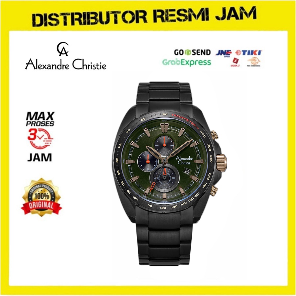 Jam Tangan Pria Alexandre Christie AC 6652 AC6652 Black Green