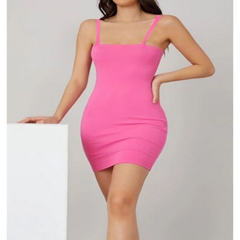 Mini Dress Sexy Tali Bodycon Dress Ketat Women's Tanktop Panjang Dress Korean Style Wanita Remaja Dewasa  Bahan Jersey Spandek Soft Elastis Lembut Halus Terbaru Kekinian