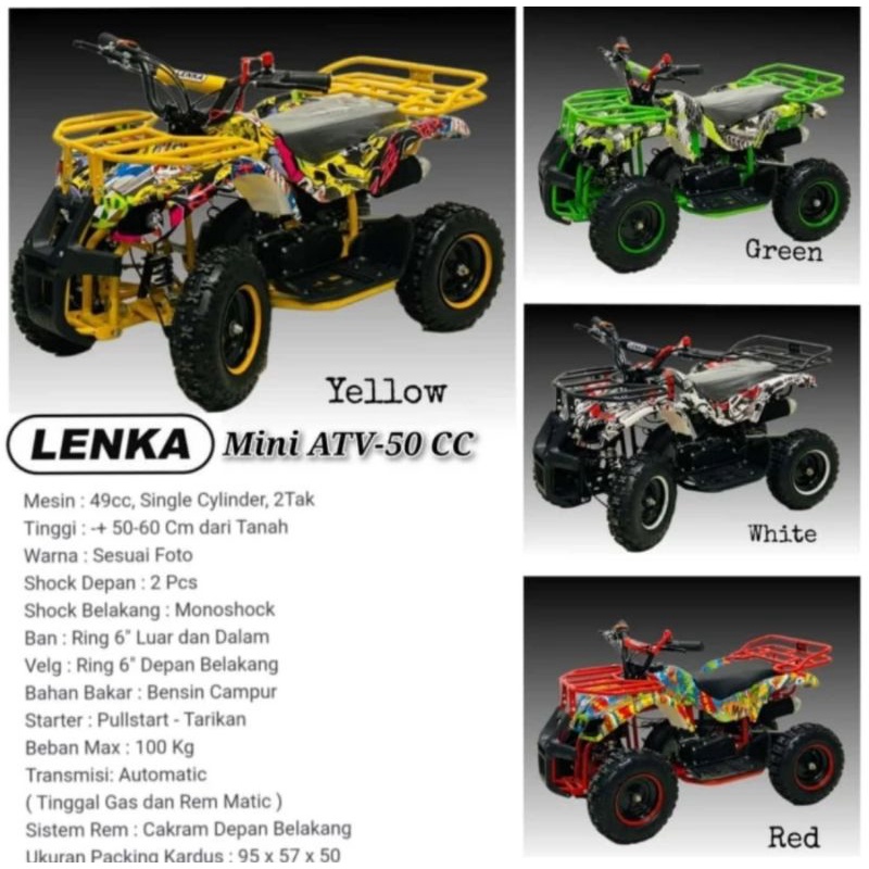 PROMO GRATIS ONGKIR Motor ATV Bensin Anak LENKA 50CC Touring