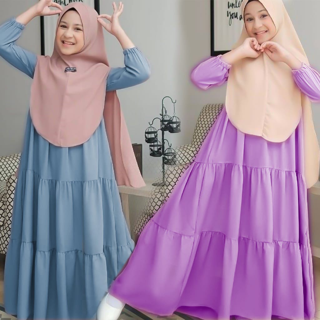 GAMIS ANAK REMAJA/GAMIS RAYON ANAK/DRESS RAYON REMAJA/DRESS SUSUN ANAK USIA 7-12