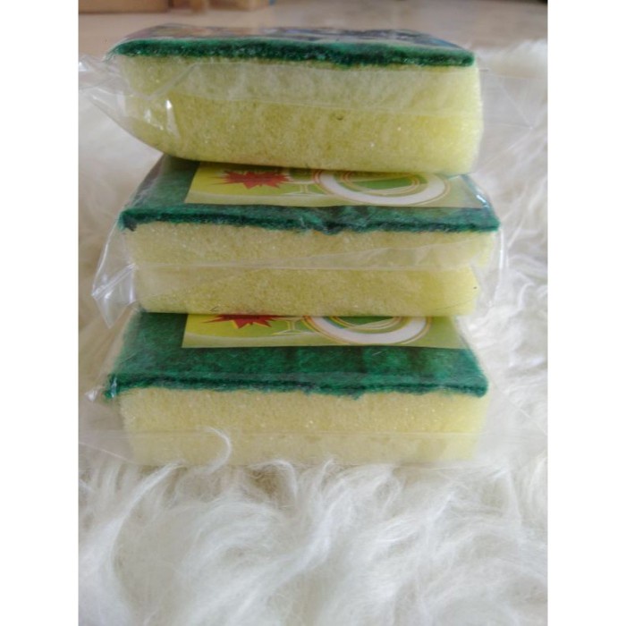 Sponge Spon Busa Cuci Piring Kuning Busa Spons 2 Sisi (per 1 pcs)