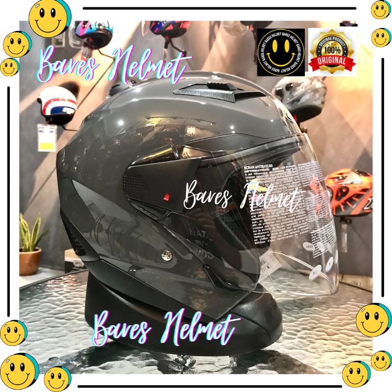 Helm half face zeus zs611 grey double visor