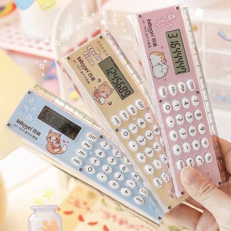 mini calculator ruler penggaris kalkultor imut