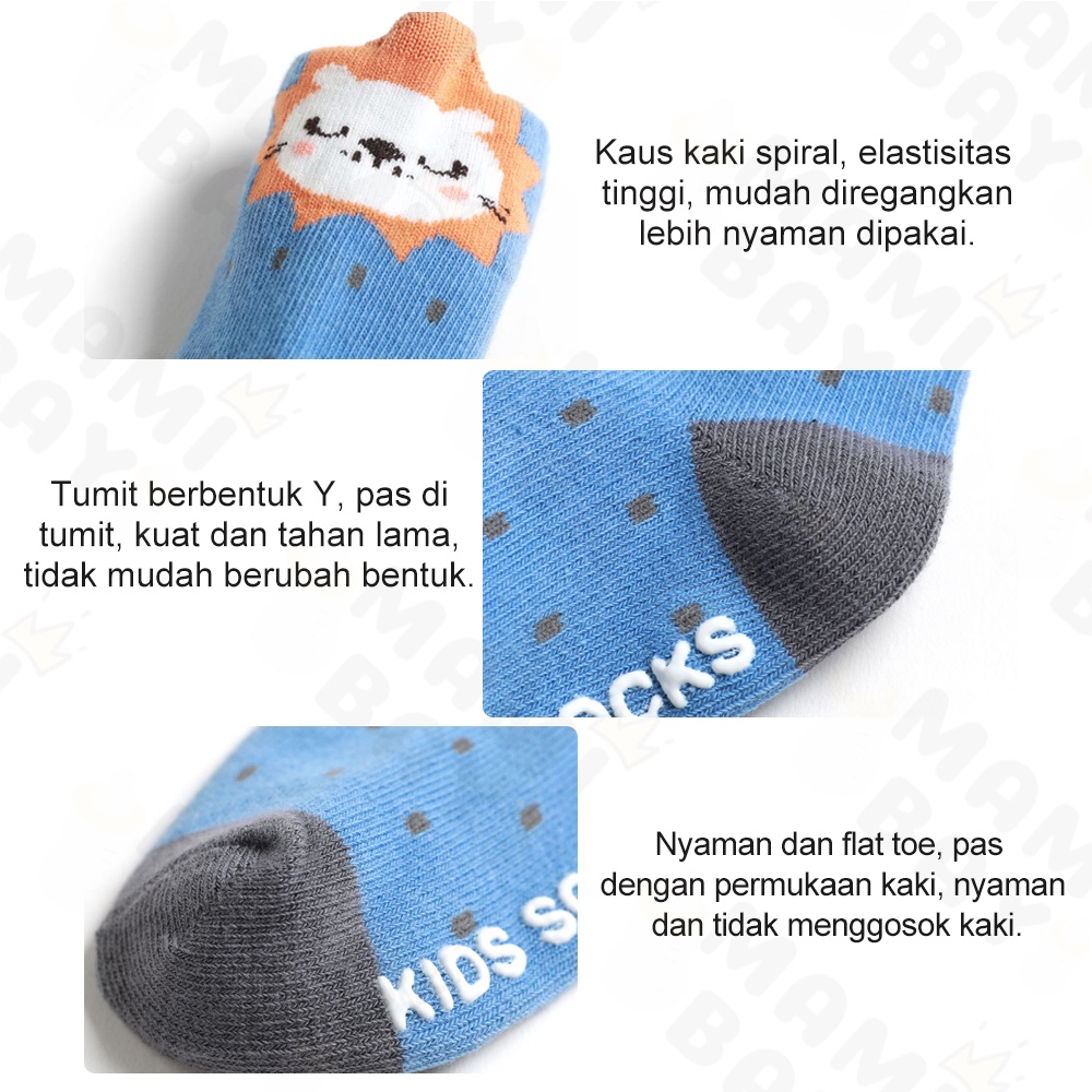 OKEYI Kaos kaki panjang bayi 0-3 tahun Kaus kaki bayi anti slip motif hewan Baby Socks