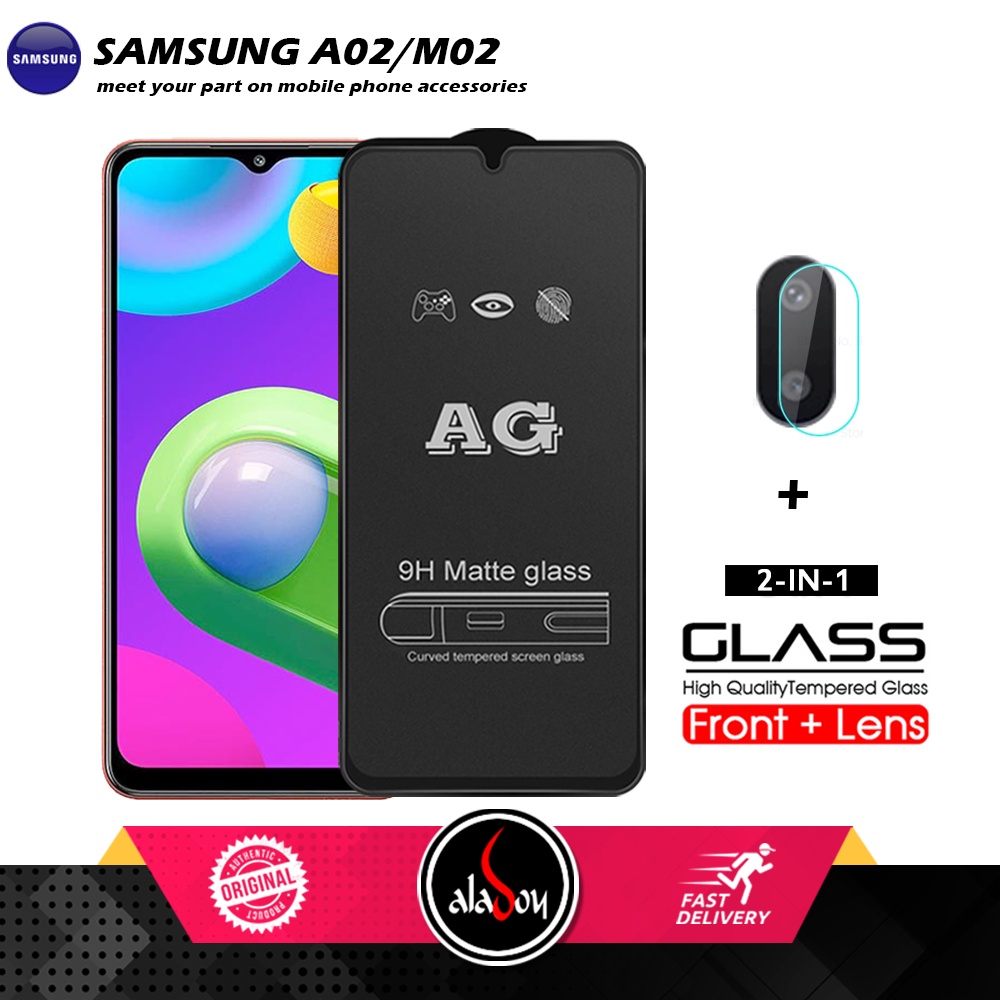 Samsung A02/M02 PAKET 2IN1 Tempered Glass Matte Anti Glare Full Layar dan Tempered Glass Kamera