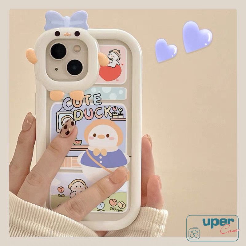 Soft Case Motif Kartun Bebek 3D Untuk iPhone 11 14 12 13 Pro MAX 6 6s 7 8 14 Plus XR X XS MAX SE 2020