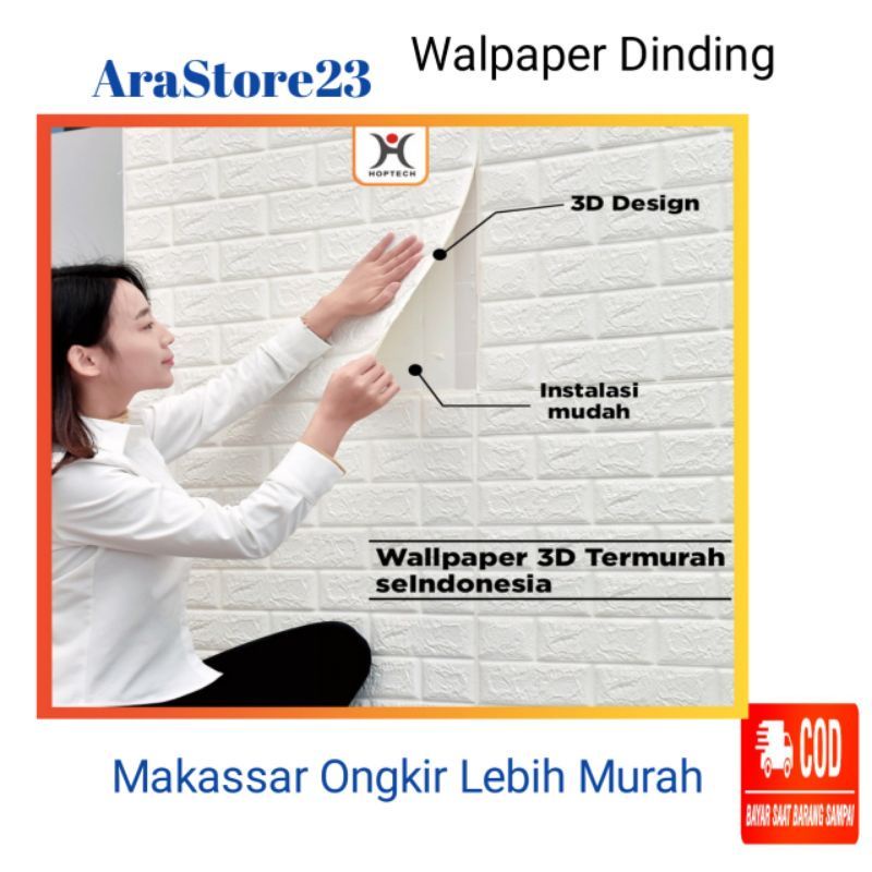 Walpaper Dinding Foam 3D Motif Bata / Walpaper Ruang Tamu Kamar Tidur