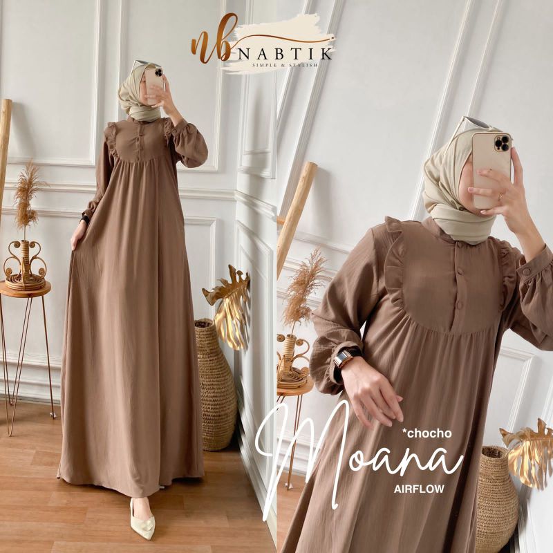 Dres gamis MOANA bahan airflow Original by NABTIK