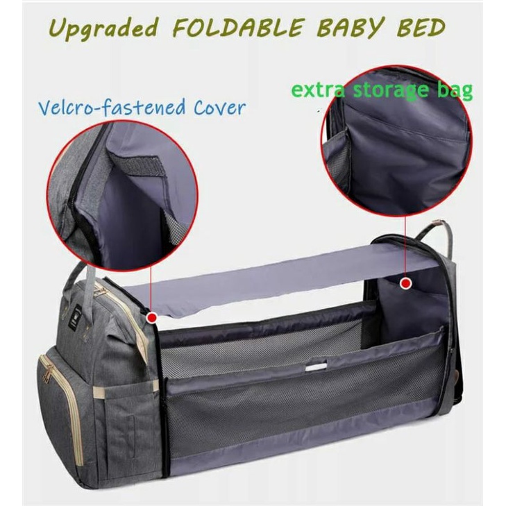 TAS RANSEL PERLENGKAPAN BAYI MULTIFUNGSI TERDAPAT TEMPAT TIDUR BAYI LIPAT DIAPERS BAG RANSEL BACKPACK ANTIAIR - 2023