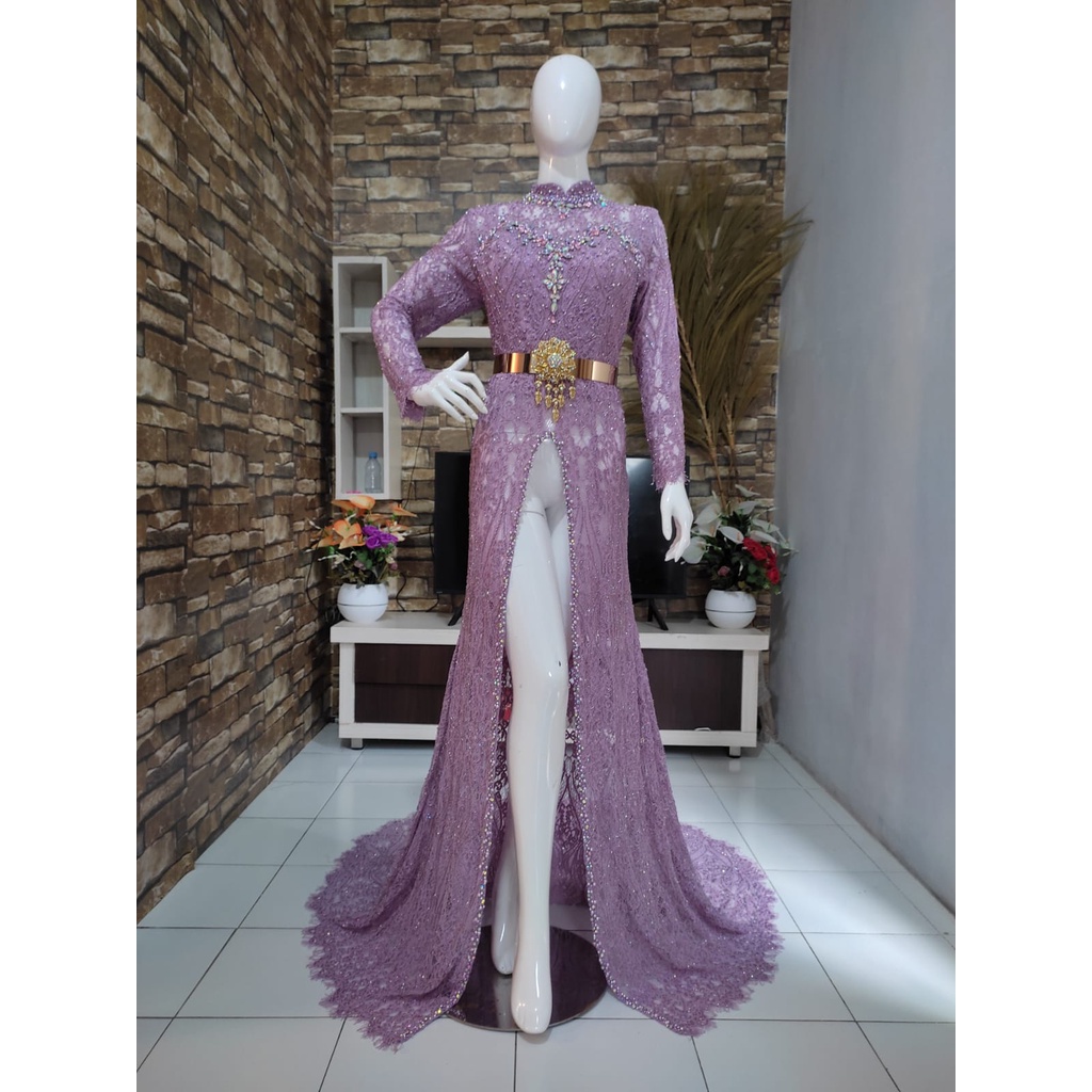 kebaya ungu lilac kancing belakang - full payet