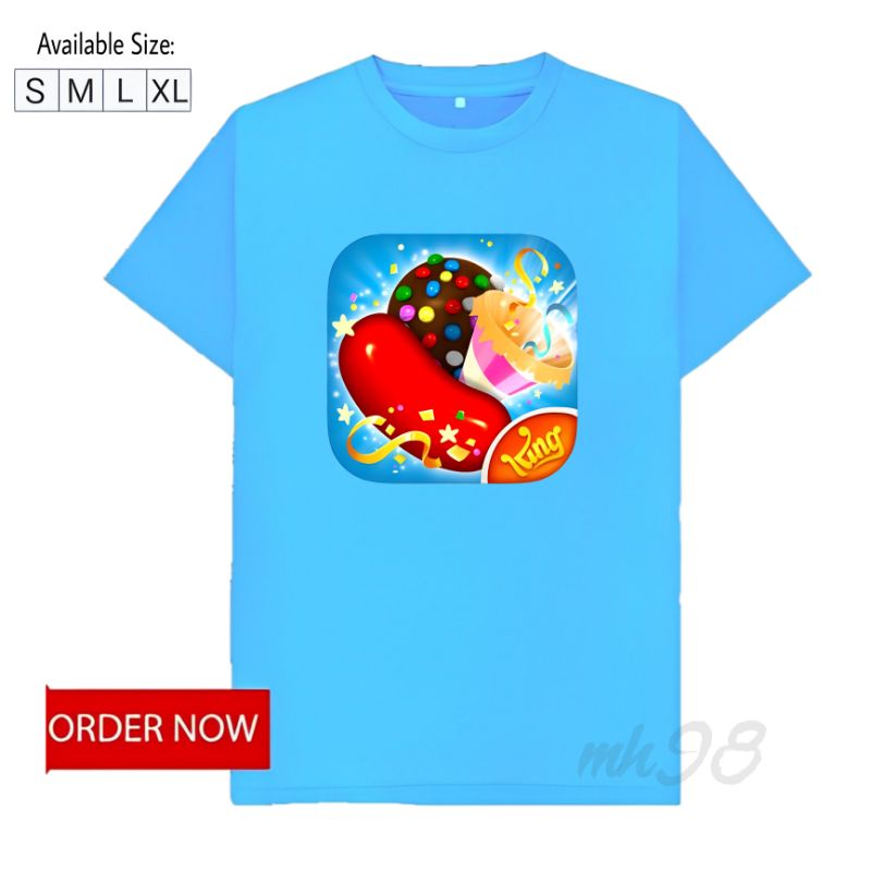 Baju candy Crush Saga/Kaos Candy Crush Saga/t-shirts candy Crush Saga/Baju kaos t-shirts anak peremp