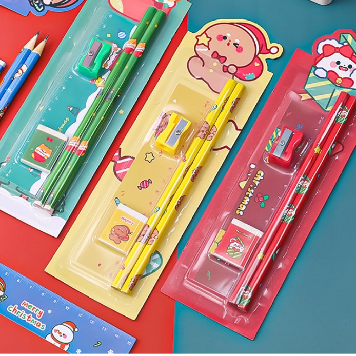 [ORGM] *NATAL* Alat Tulis Perlengkapan Sekolah Stationery Set Seri Natal Paket 5pc Souvenir