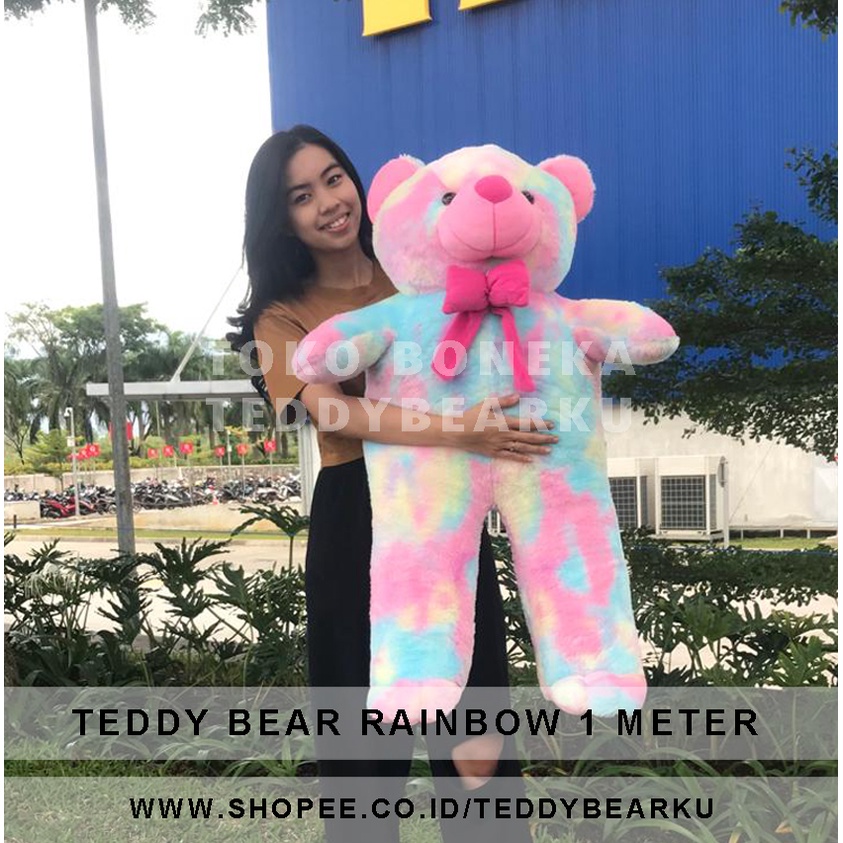 Teddy Bear Boneka Beruang Jumbo 1M. Limited Edition Warna Pelangi Rainbow