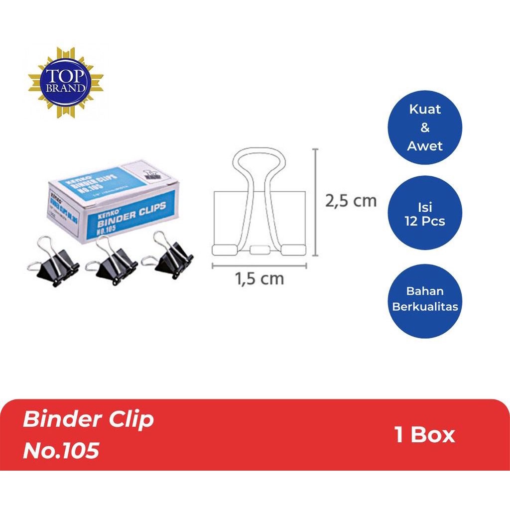 

(1 Kotak Isi 12 Biji) GROSIR Binder Clip KENKO No. 105 / Binder Clip Kenko 105