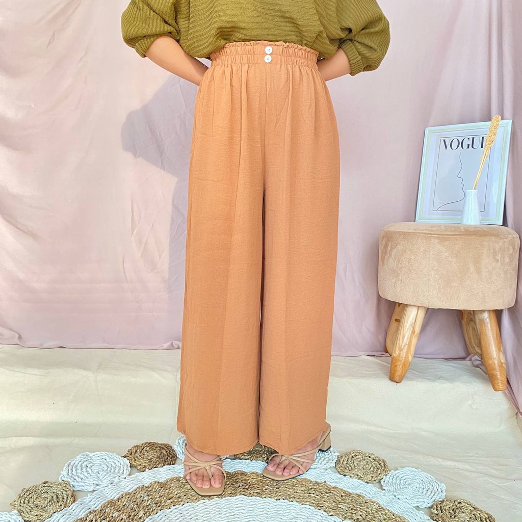 CRINKLE AIRFLOW LOOSE PANTS/ CRINKLE DOUBLE KANCING/KULOT CRINKLE PINGGANG KERUT KARET