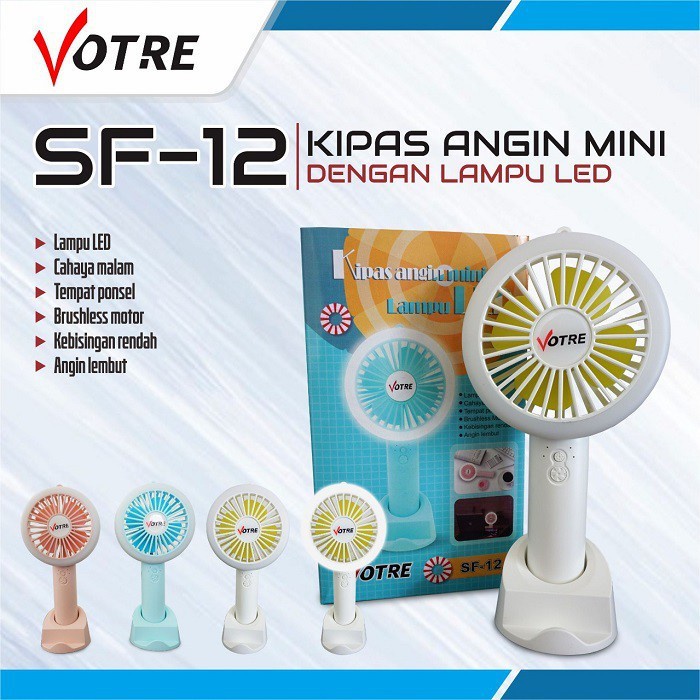 kipas angin MINI FAN VORTE ADVANCE SF12 (LAMPU)(W5R3) kipas angin mini duduk kipas angin mini berdir