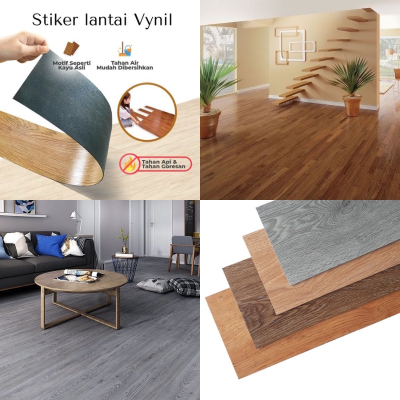 PAKET HEMAT 10PCS  Lantai Vinyl Stiker Vinil Lantai Motif Kayu Vynil Lantai Stiker PVC Vinyl Floor Stiker Lantai Vinyl Wallpaper Dinding Parket Motif Kayu Premium Tebal 2Mm Sticker Finil Lantai