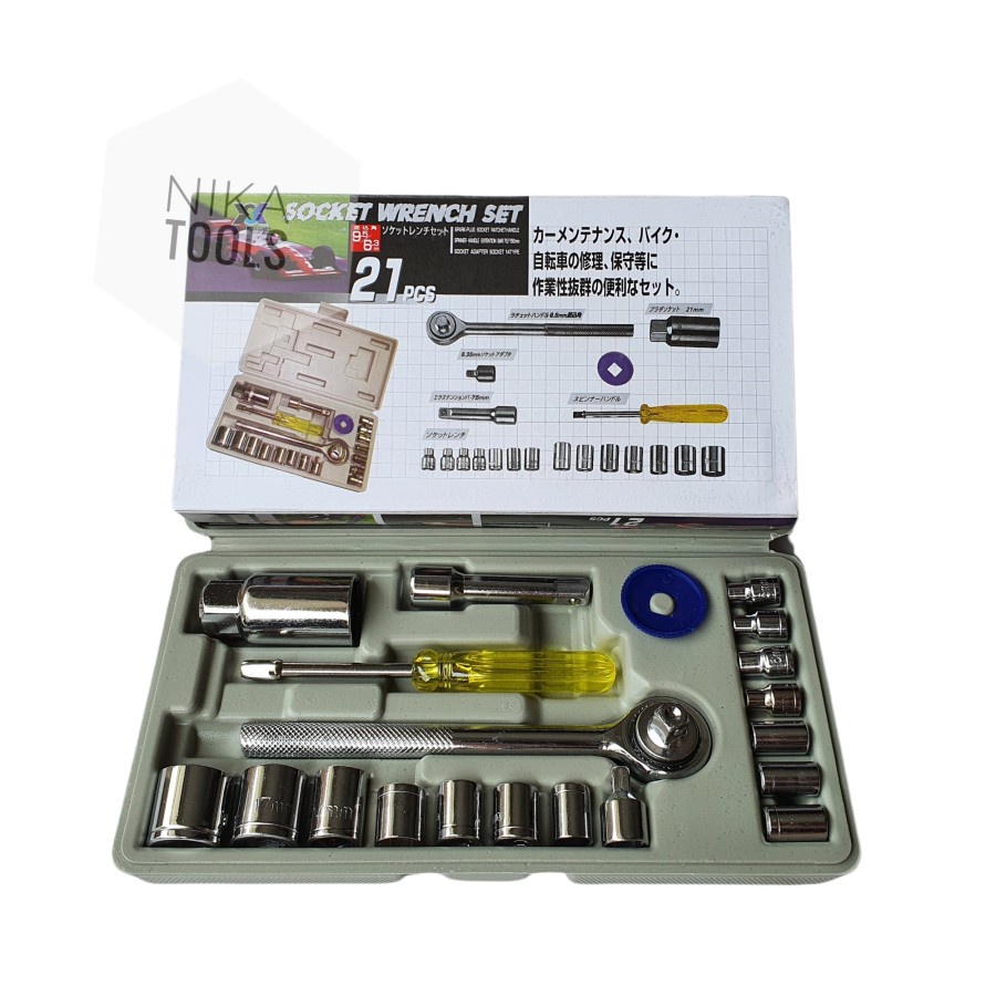 Kunci Sok Sock Set 21 Pcs Kunci Socket Set Alat Bengkel Mesin ND