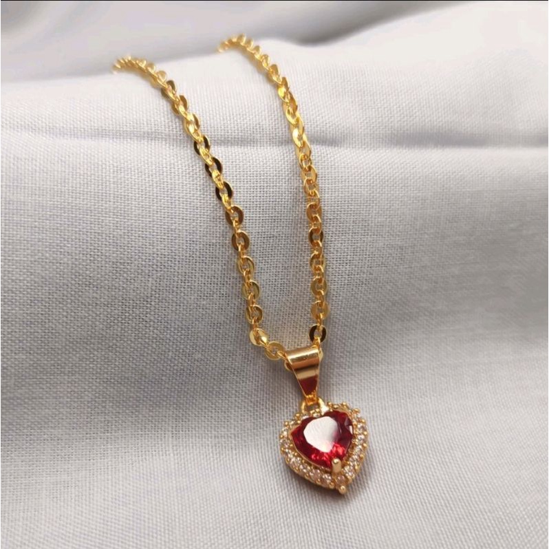 xuping kalung set liontin giok batu merah