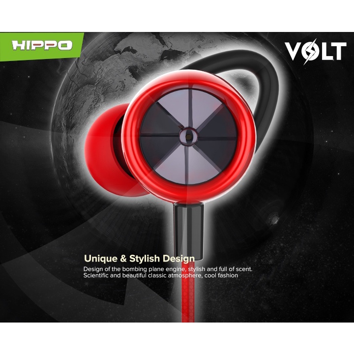 Hippo Headset Gaming Volt Super Bass Jack 3.5mm Wired Handsfree Android Original Earbuds Earphone