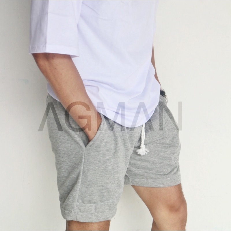 AGMAN Sweatpants Celana Pendek Fleece Boardshort Pria All Size Polos Tebal Keren