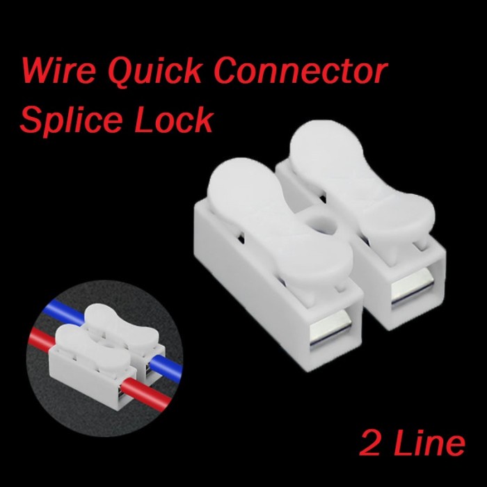 4pcs Wire Quick Connector Splice Lock Terminal Sambungan 2 Kabel Listrik