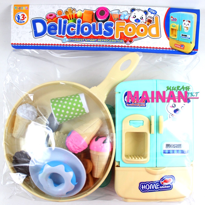 MAINANKEI MAINAN ANAK MURAH DELICIOUS FOOD LEMARI KULKAS ICE CREAM YK34 PANCI MASAKAN INFRARED COOKER