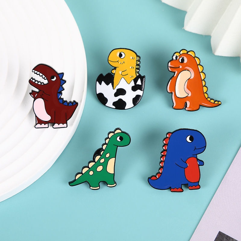 Bros Pin Enamel Desain Kartun Dinosaurus Untuk Anak