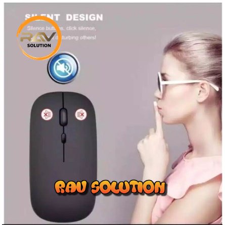 Mouse wireless gaming silent click rechargeble 2.4G komputer laptop slim tipis USB 1600DPI -Hitam(no colorful light)/wireless mouse gaming silent click rechargebel  2.4G  - RAV SOLUTION