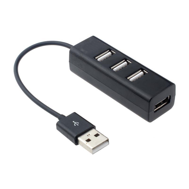 Adapter Hub 4 Port USB 2.0 Mini Kecepatan Tinggi Warna Hitam Untuk PC / Komputer